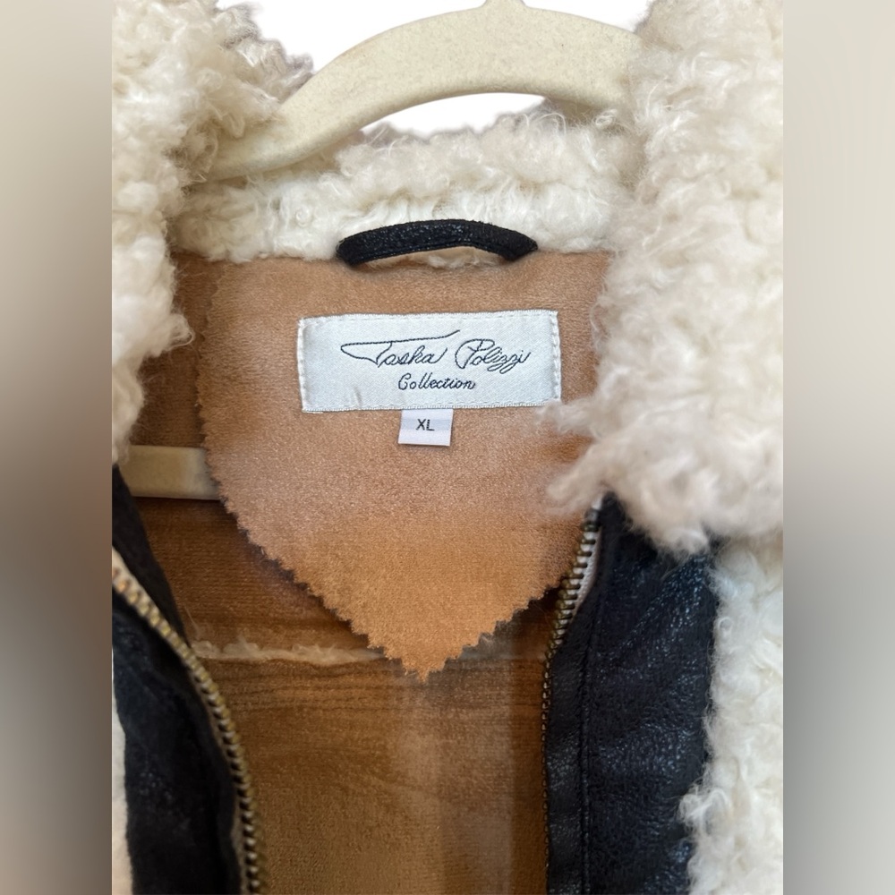 Tasha Polizzi Cream and Black Bomber Jacket - Picture 6 of 7